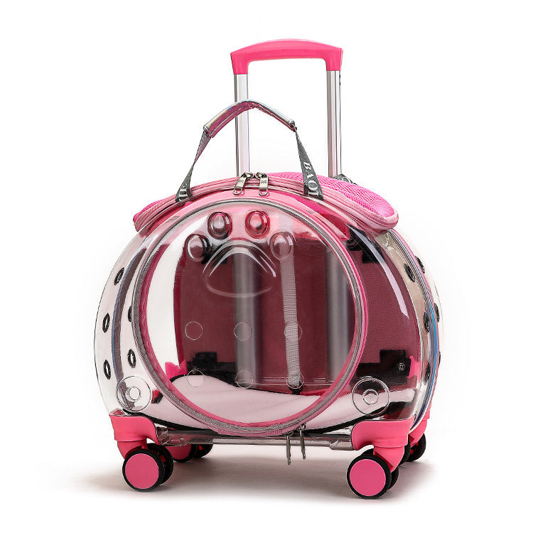 Small Pet Trolley Bag Portable Dog Diaper Bag Transparent Shoulders Cat Bag Space Capsule