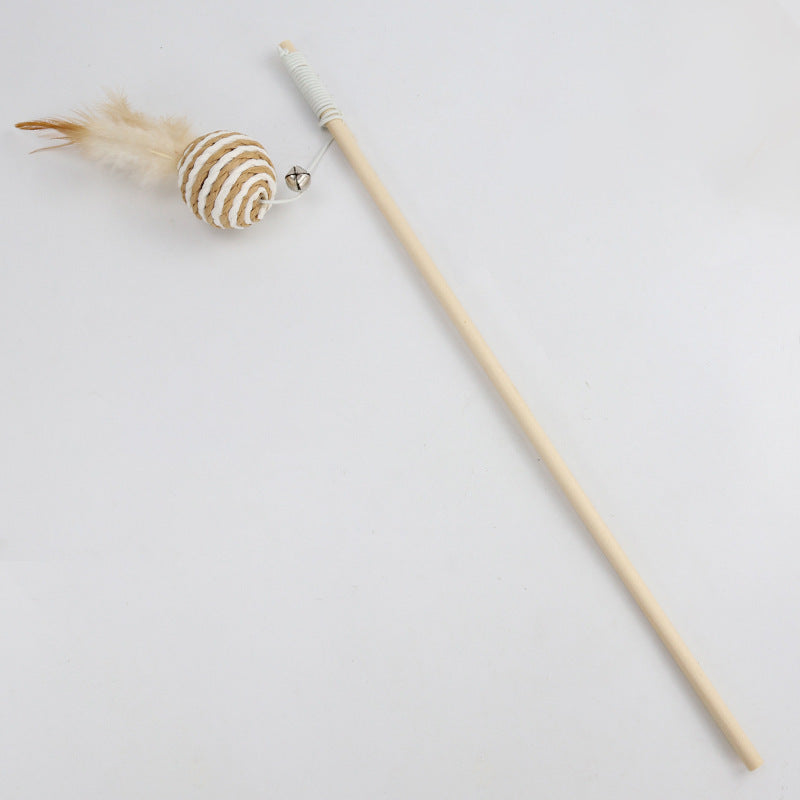Pet Extension Feather Bells Tease Cat Pole Toys
