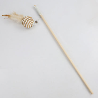 Pet Extension Feather Bells Tease Cat Pole Toys