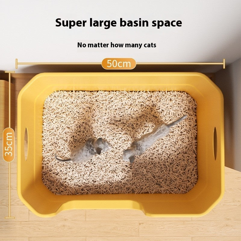 Oversized Splash-proof Cat Litter Box Oversized Open Semi-closed Cat Toilet