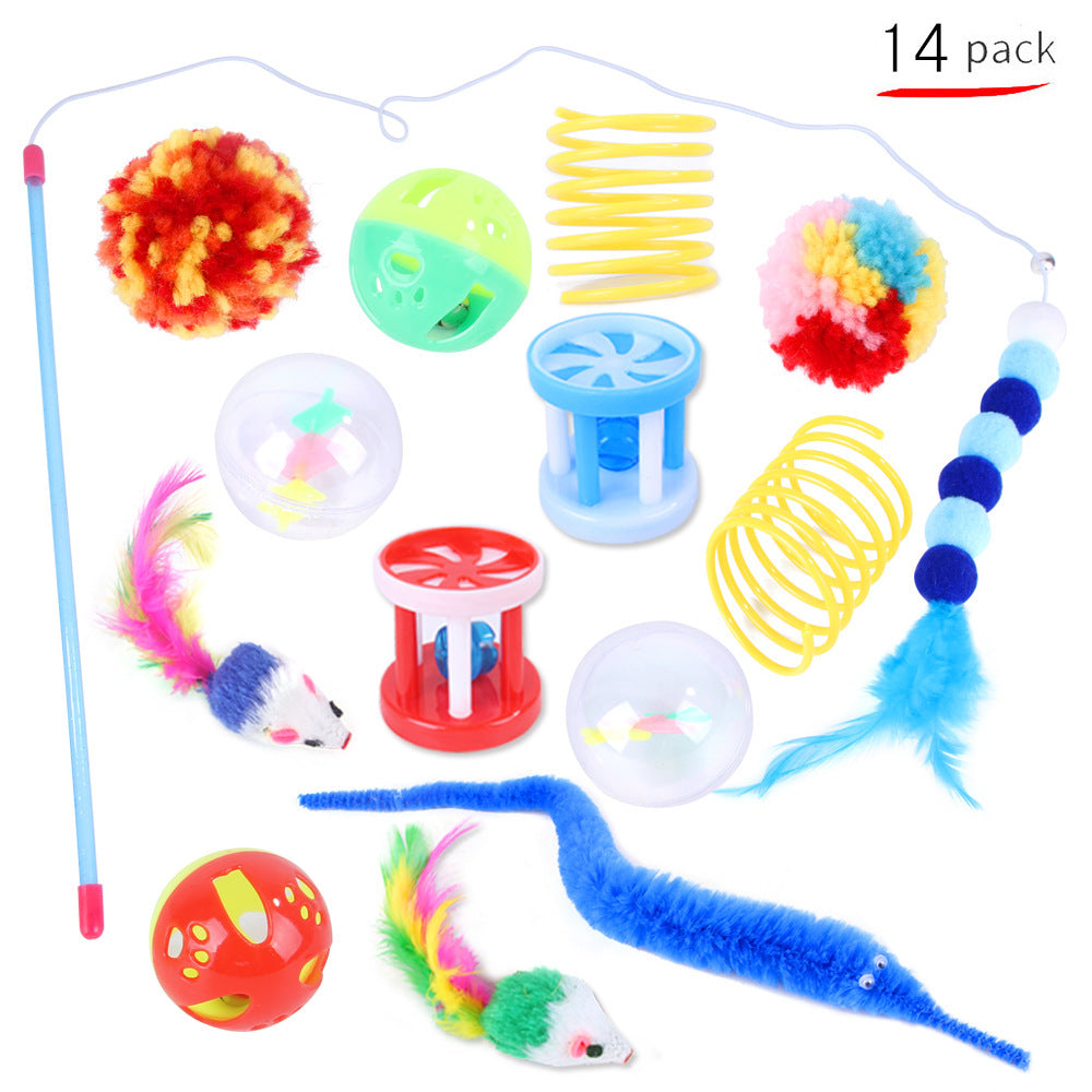 Pet Cat Toy Set 21 Pieces Of Cat Channel Funny Cat Stick