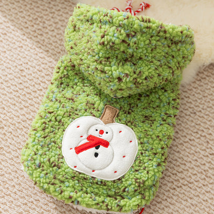 Snowman Embroidered Sherpa Pet Hoodie