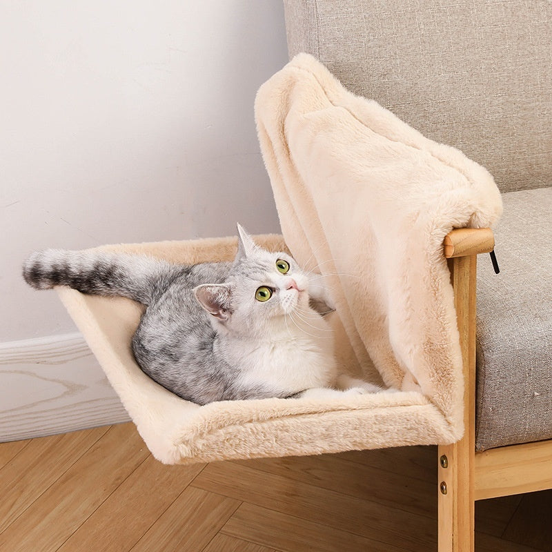 Plush L-Shaped Cat Hammock Nest