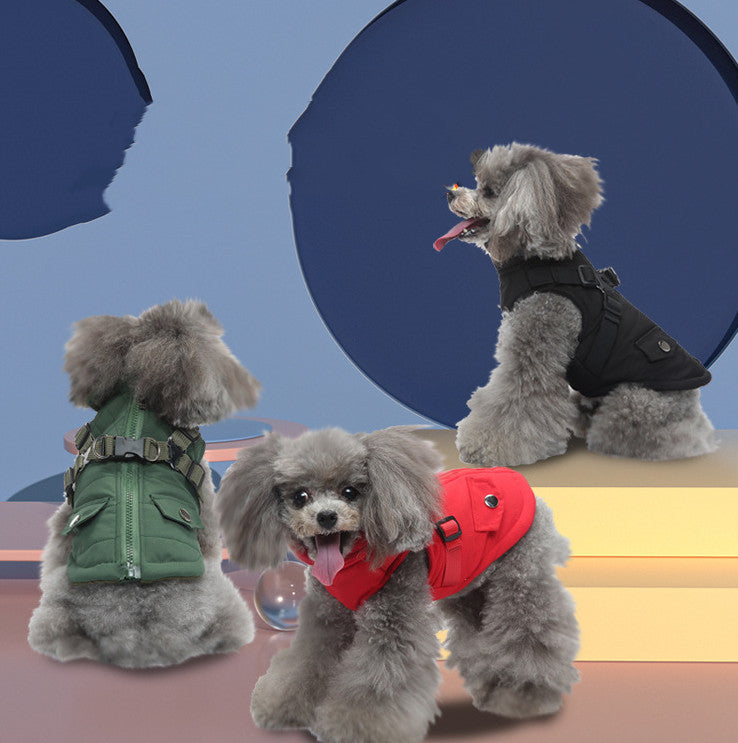 Winter Cotton Dog Jacket – Zippered Warm Coat for Dogs