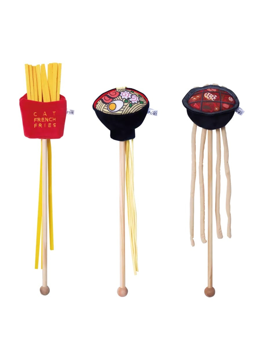 Hot Pot Ramen Fries Funny Cat Stick Toy