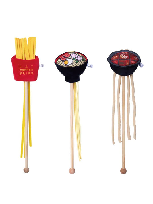 Hot Pot Ramen Fries Funny Cat Stick Toy