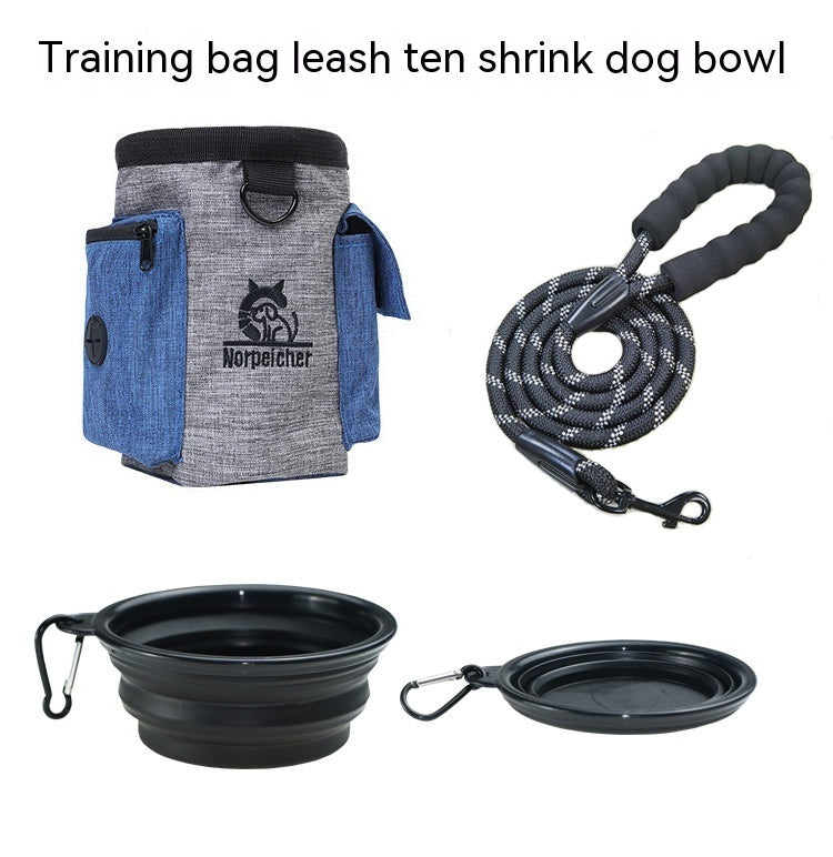 Pet Training Three-piece Set Hand Holding Rope Dog Bowl