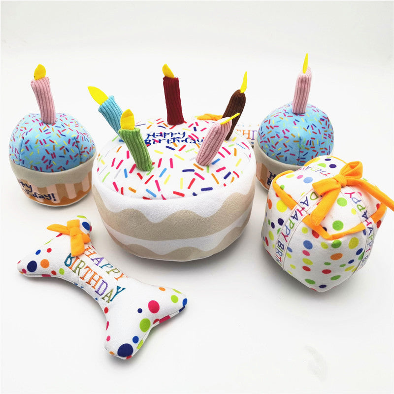 Cute Dog Birthday Cake Plush Toy