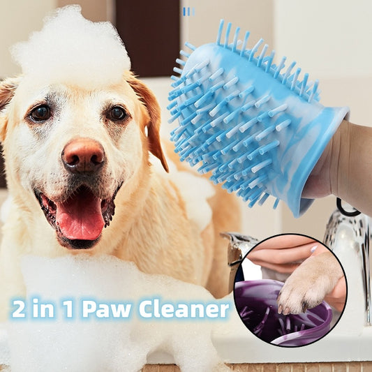 2-in-1 Portable Dog Paw Cleaner & Grooming Brush