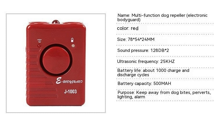 Ultrasonic Dog Dispeller Anti-dog Bite Personal Alarm Flashlight