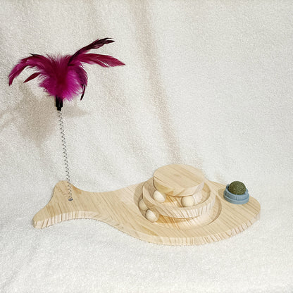 Cat Toys From Solid Wood Cat Turntable Bite-resistant Funny Cat Stick Cat Supplies