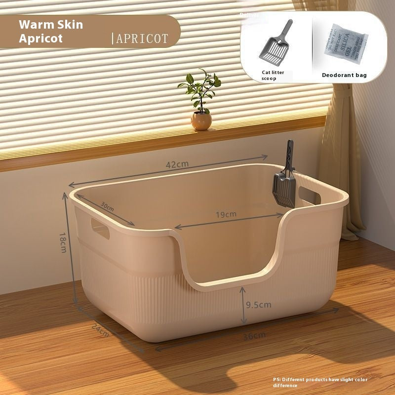 Oversized Splash-proof Cat Litter Box Oversized Open Semi-closed Cat Toilet