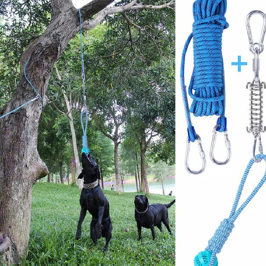 Outdoor Funny Dog Toy Stainless Steel Spring Suspension Cotton String Households Outdoor Toy Training