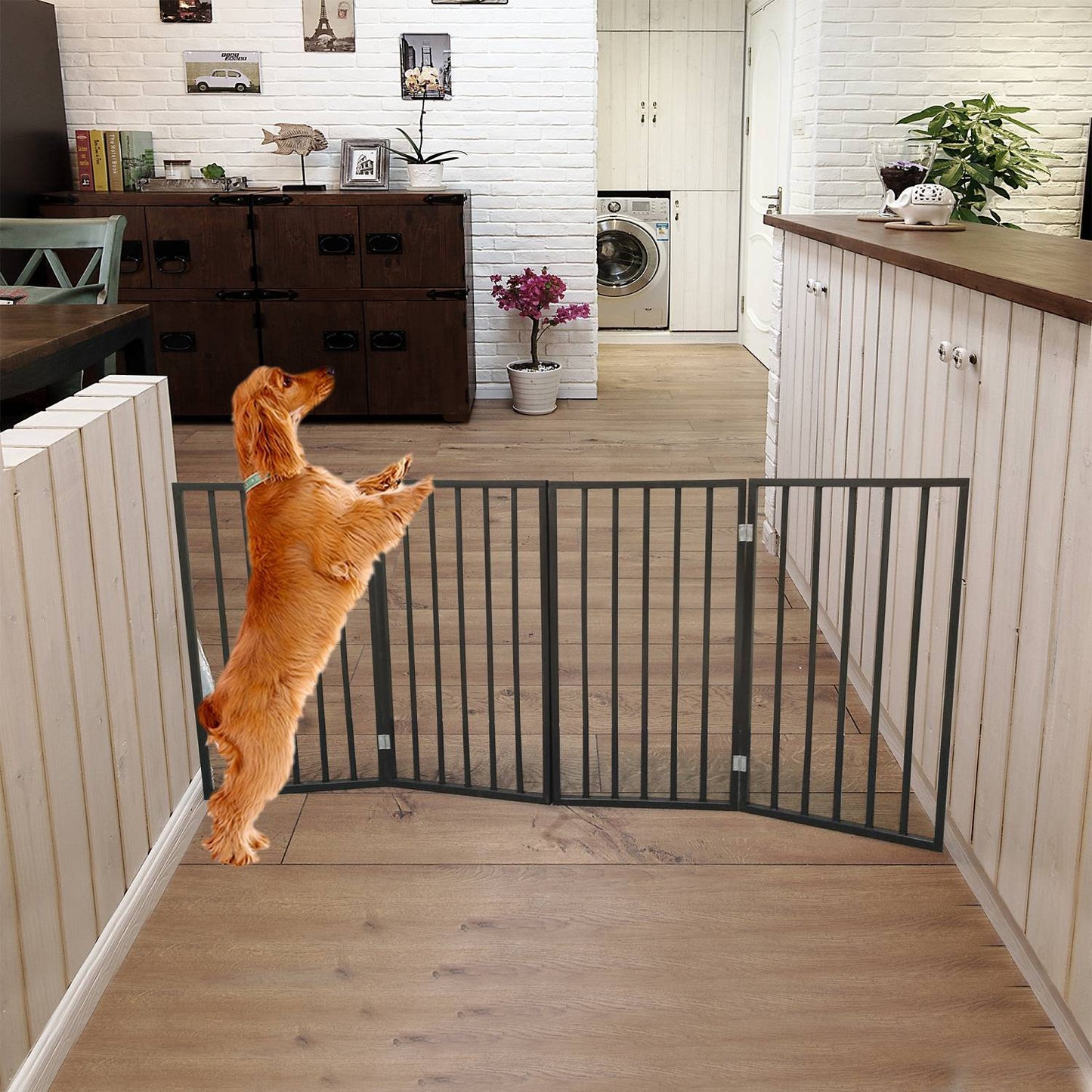 Pet Gate - Dog Gate For Doorways,Stairs Or House-standing, Folding