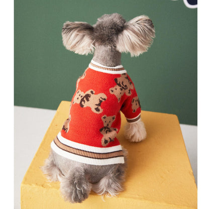 Preppy Style Dog Cat Sweater V-Neck Striped Vest for Winter
