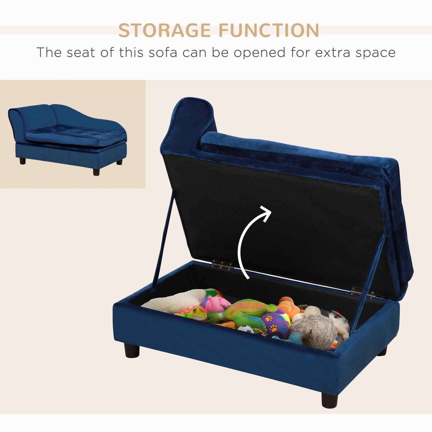 Luxury Small Dog Bed with Hidden Storage