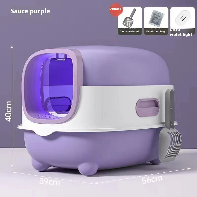 Oversized Enclosed Cat Litter Box with UV Sterilization