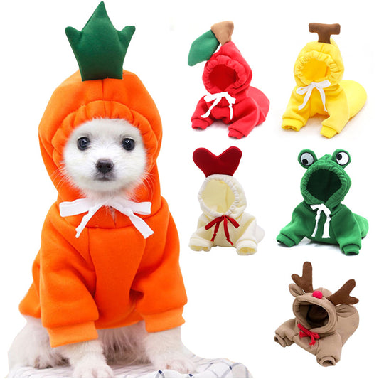Cute and Warm Fruit Themed Dog Hoodie for Small Breeds