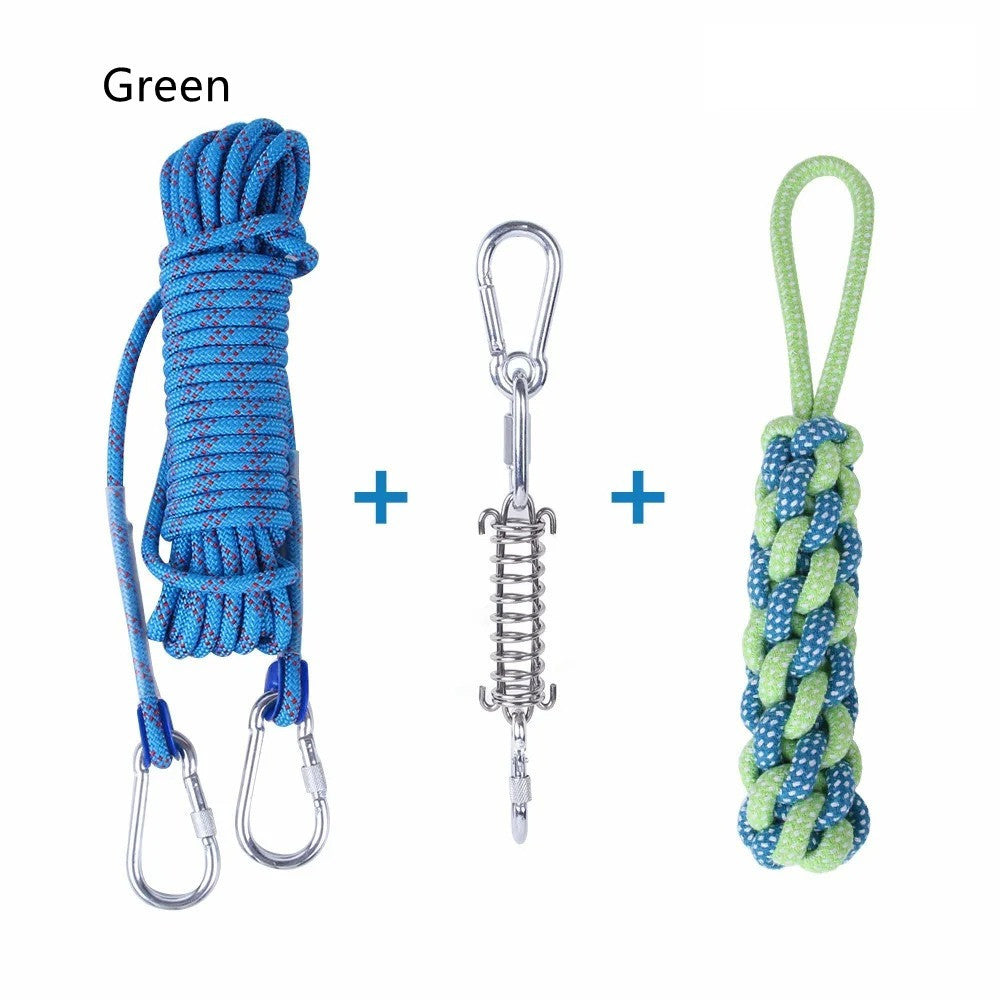 Outdoor Funny Dog Toy Stainless Steel Spring Suspension Cotton String Households Outdoor Toy Training