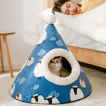 Triangle Yurt Cat Litter Enclosed Pet Nest for Cats
