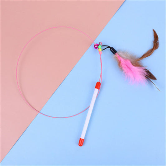 Teasing Cat Stick Pet Supplies Toys Feather Bells Wire Toys