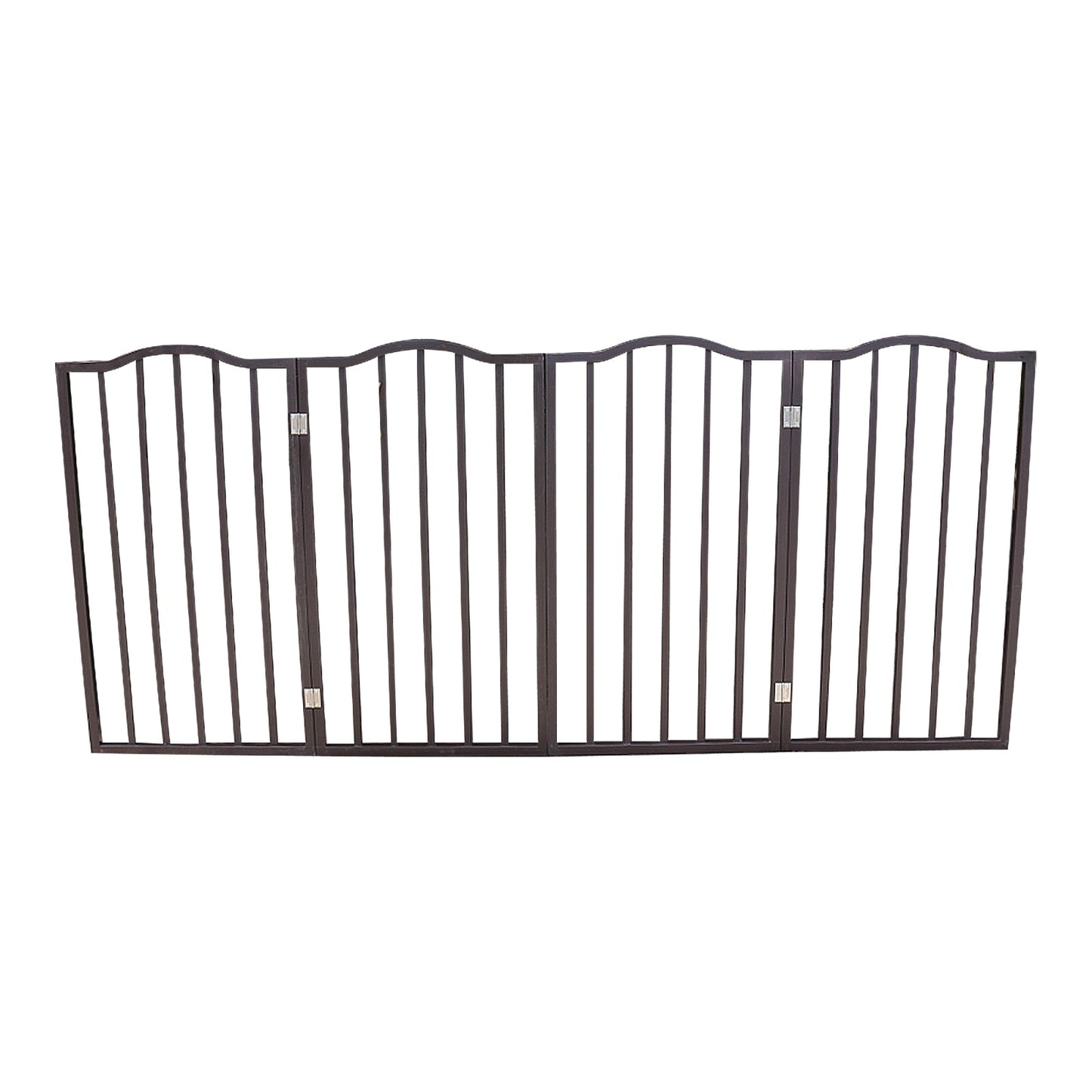 Dog Gate For Doorways, Stairs - Freestanding, Folding, Brown, Arc Wooden