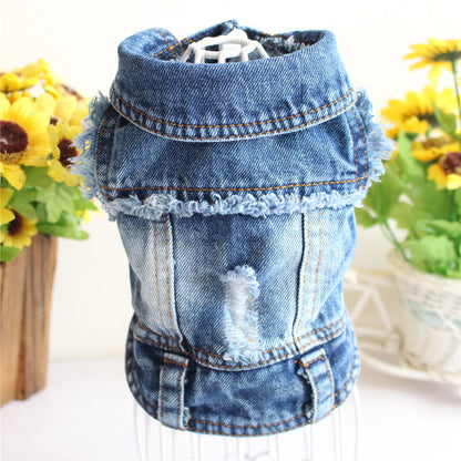 Designer Dog Denim Jacket Vest Coat for Small Dogs and Puppies