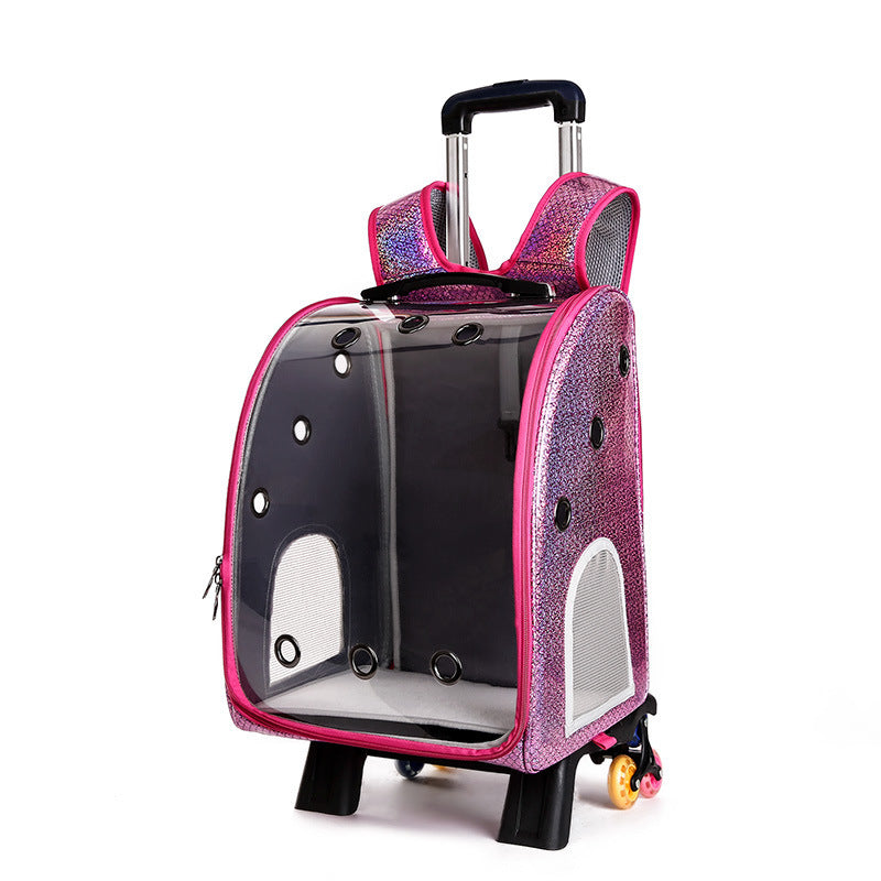 Pet Trolley Transparent Folding Shoulder Small Dog Diaper Bag