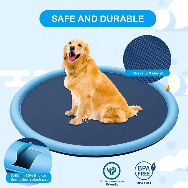 Dog Sprinkler Outdoor Toys Dog Swimming Mat Anti-Slip Dog Pool Splash  Pad