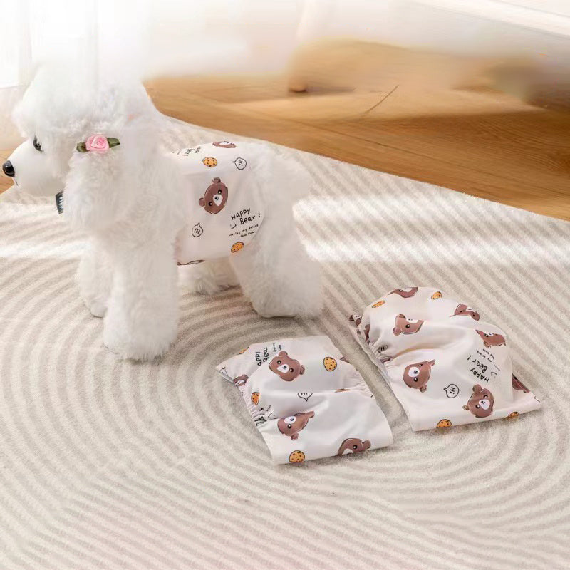 Cute Cartoon Bone Paw Print Pet Male Dog Diaper Reusable Nappy Belly Band Wrap For Puppy Leak Proof Sanitary Panties