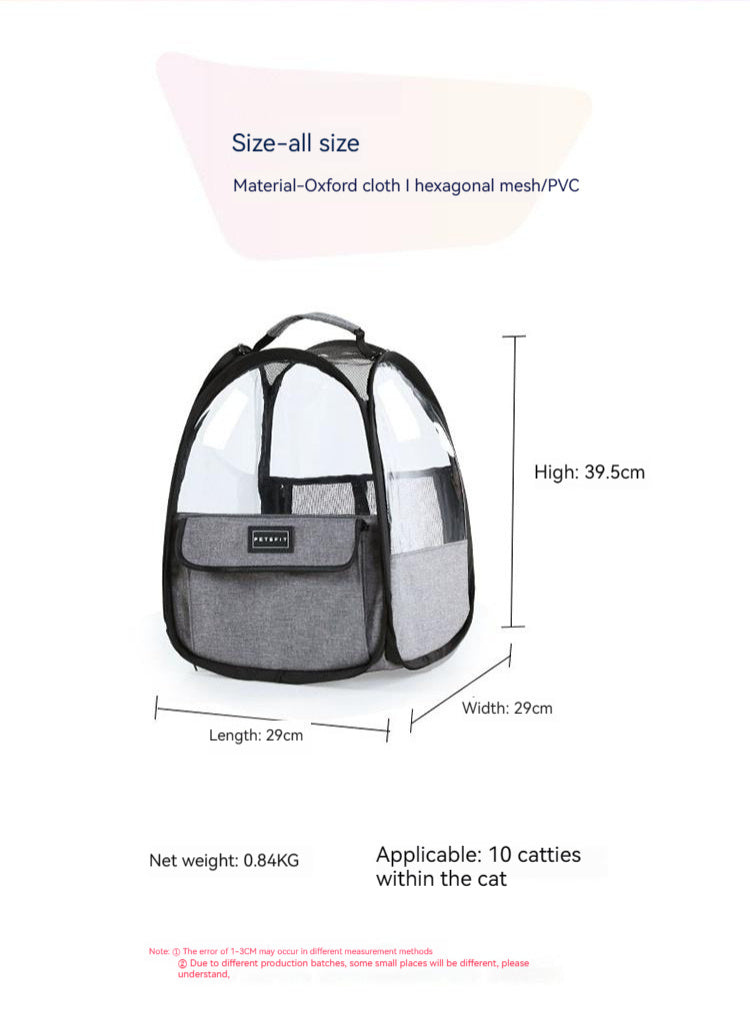 Pet Suitable Transparent Hand Cat Bag Foldable Portable Lightweight Outing