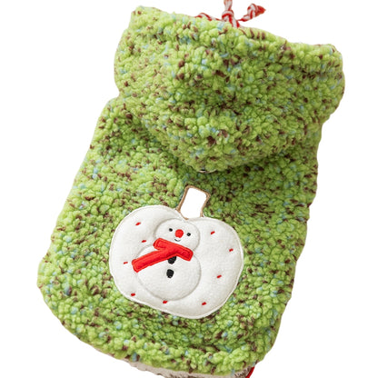 Snowman Embroidered Sherpa Pet Hoodie