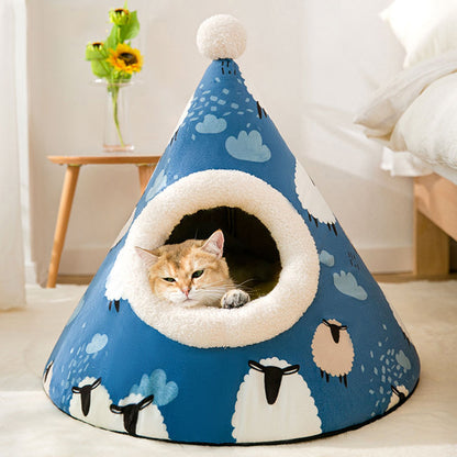 Triangle Yurt Cat Litter Enclosed Pet Nest for Cats