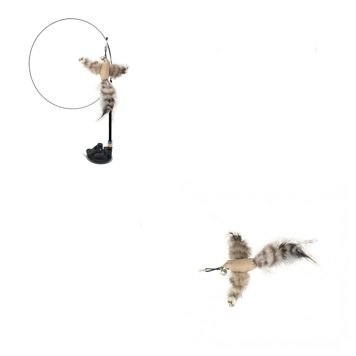 Cat Teaser Stick Can Replace The Head Steel Wire Feather Pole Can Replace Toys