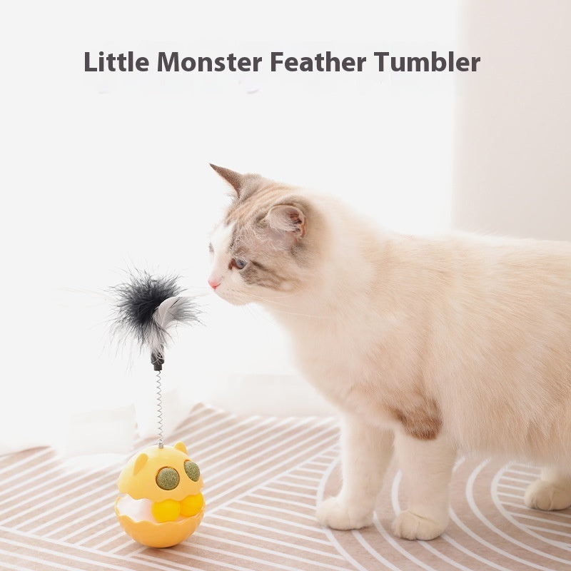 Cats Feather Toy Rotate Cat Tumbler Teaser Catmint Roller Track Ball Interaction Kitten Chasing Hunting Pets Toy Cats Treat Pet Products