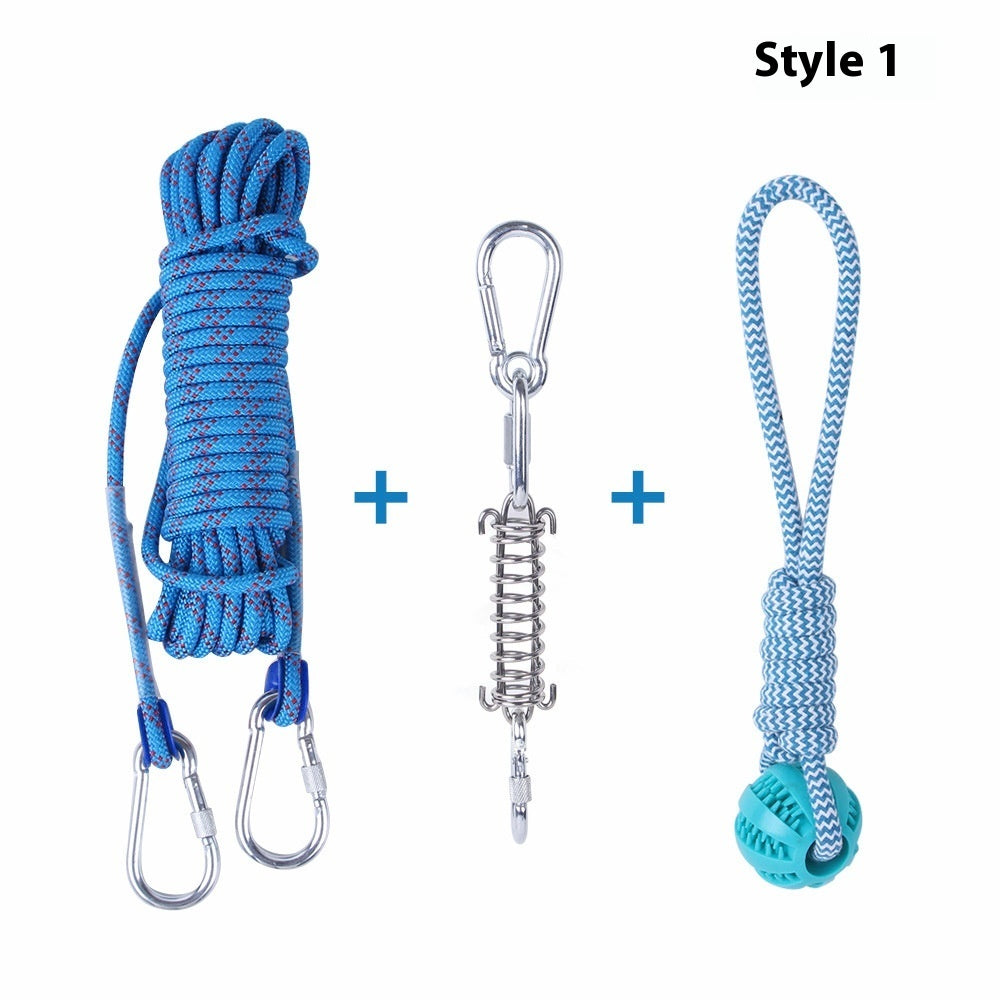 Outdoor Funny Dog Toy Stainless Steel Spring Suspension Cotton String Households Outdoor Toy Training