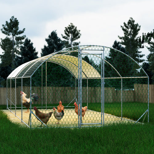 26x9x6Large Metal Chicken Coop,Walk-in Poultry Cage,Chicken Run With Waterproof Cover,Outdoor Backyard Farm,Chicken Rabbits Duck Run Pen,Easy To Assemble And Clean