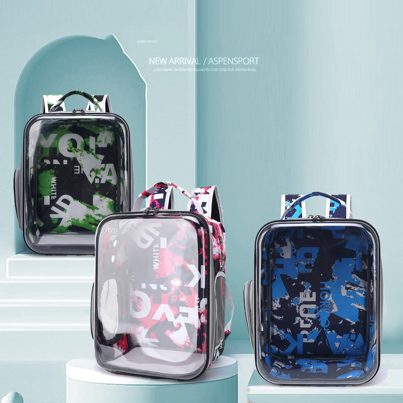 Cartoon Space Capsule Travel Breathable Pet Backpack Transparent