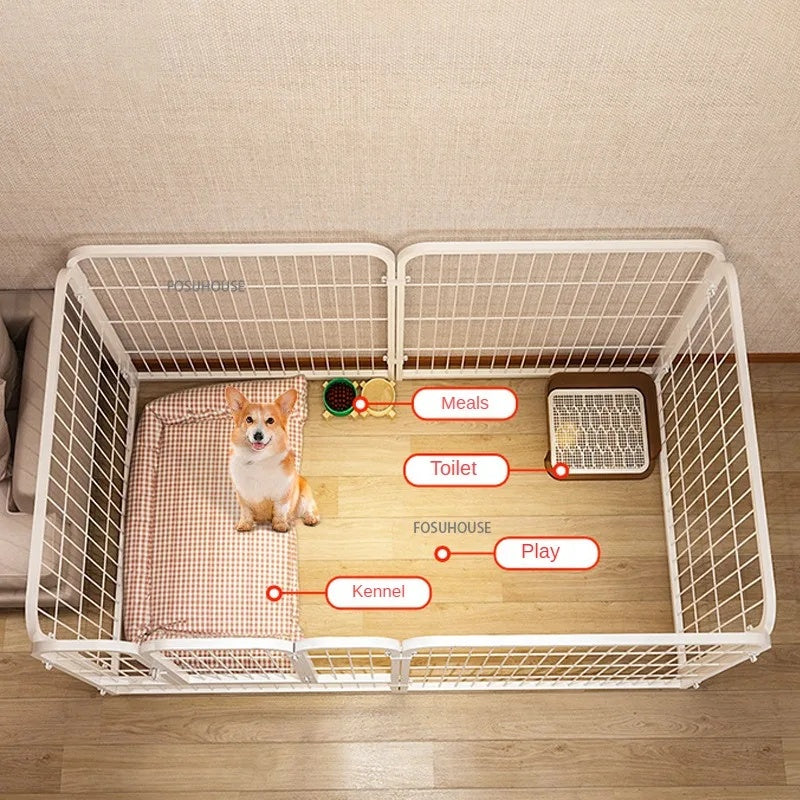 Modern Simple Wrought Iron Pet Fence Dog Cage Small And Medium Size Dog Teddy Corgi Isolation Door Indoor Guardrail Fence Kennel