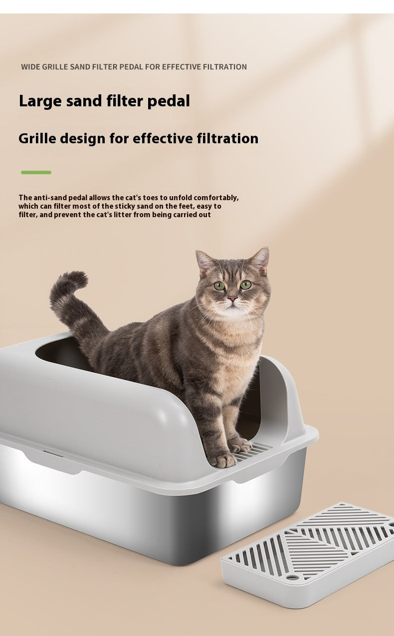 Alloy Litter Box Easy To Clean Widen And Thicken Leak-proof Sand Large Space Semi-closed Cat Toilet