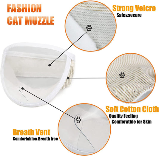 Transparent Cat Muzzle for Grooming and Biting Prevention