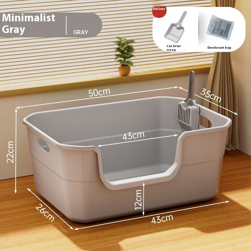 Oversized Splash-proof Cat Litter Box Oversized Open Semi-closed Cat Toilet