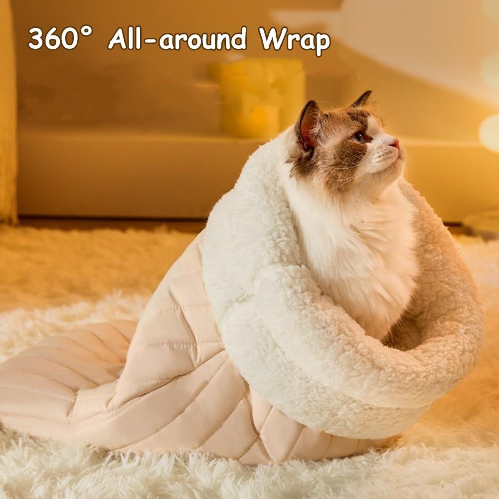 Cozy Plush Cat Sleeping Bag with Tunnel Design