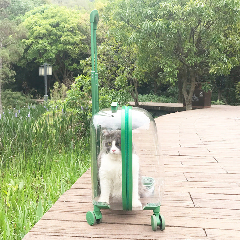 Cat Bag Portable Pet Trolley Bag Space Capsule Transparent Cat Luggage