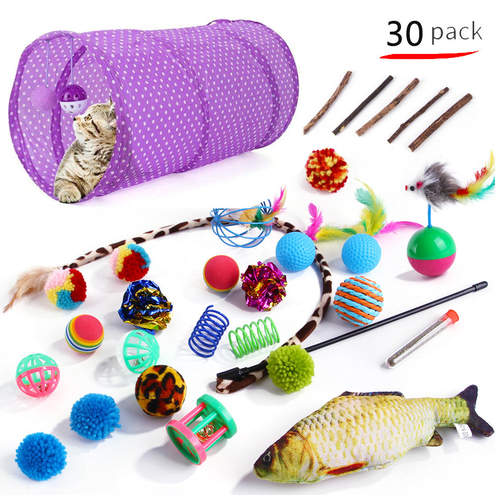 Pet Cat Toy Set 21 Pieces Of Cat Channel Funny Cat Stick