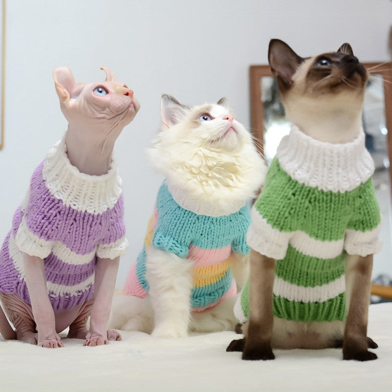 Warm Wool Sweater for Hairless Cats and Small Pets