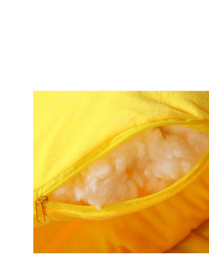 Yellow bag with a detachable white lining on a white background