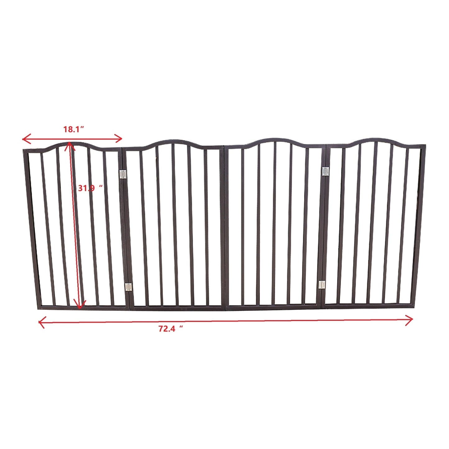 Dog Gate For Doorways, Stairs - Freestanding, Folding, Brown, Arc Wooden