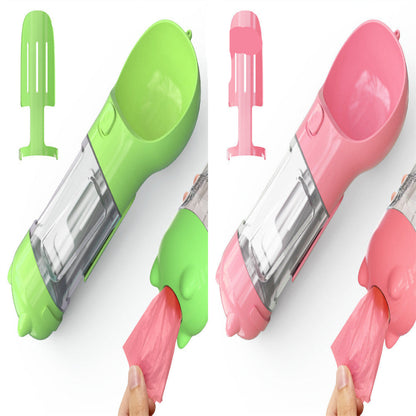 Leak Proof Dog Water Bottle with Food Storage and Waste Bag Holder