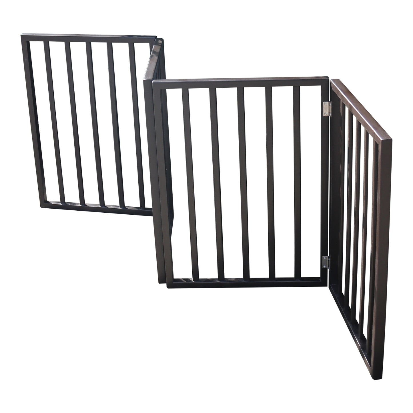 Wooden Pet Gate - Freestanding, Folding For Doorways, Stairs, House, Brown Arc